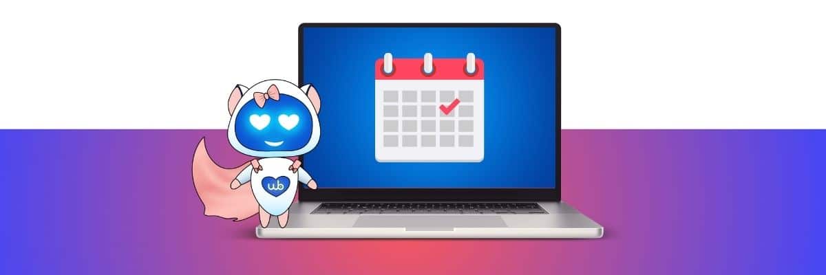 a cartoon character standing in front of a laptop