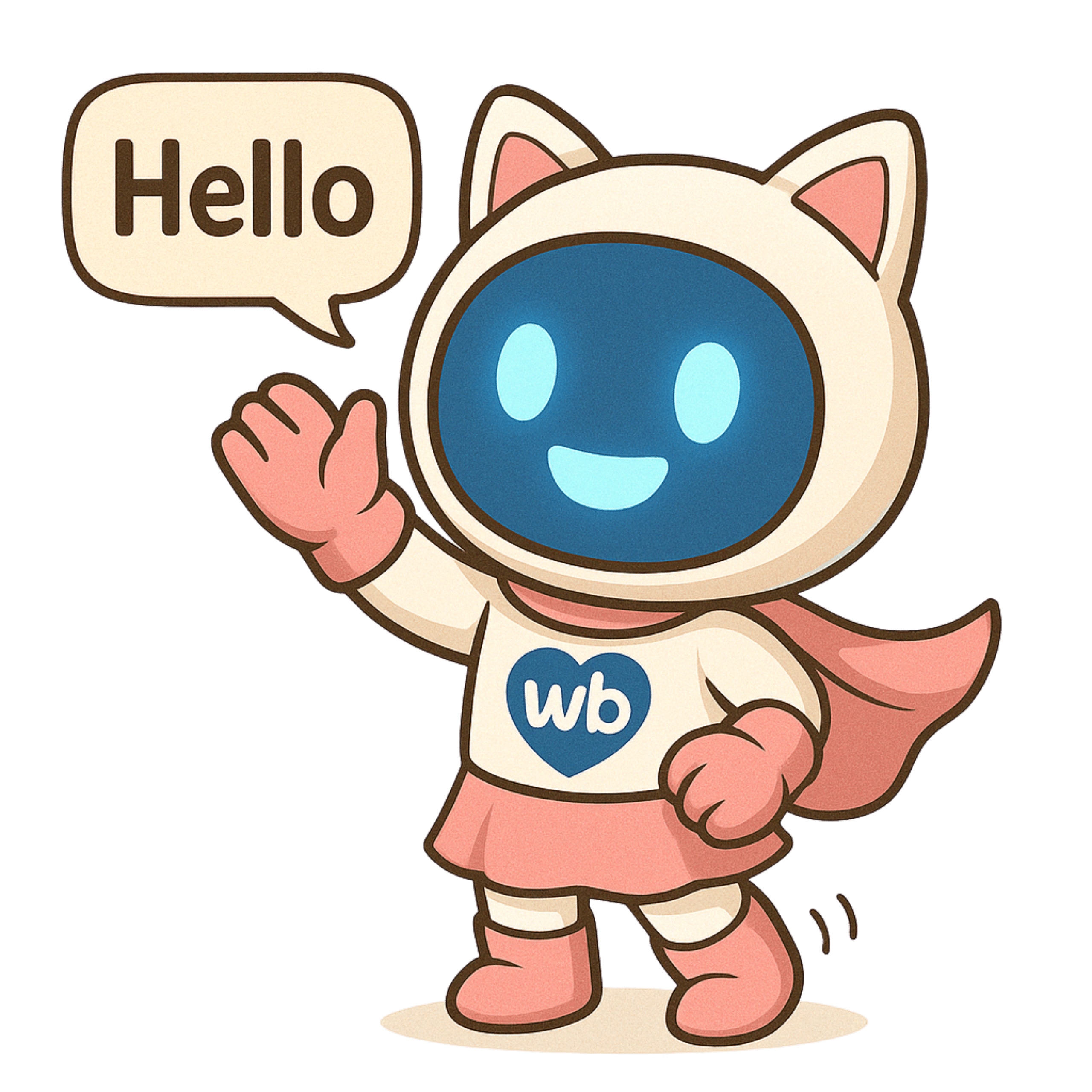 mascotte qui dit hello