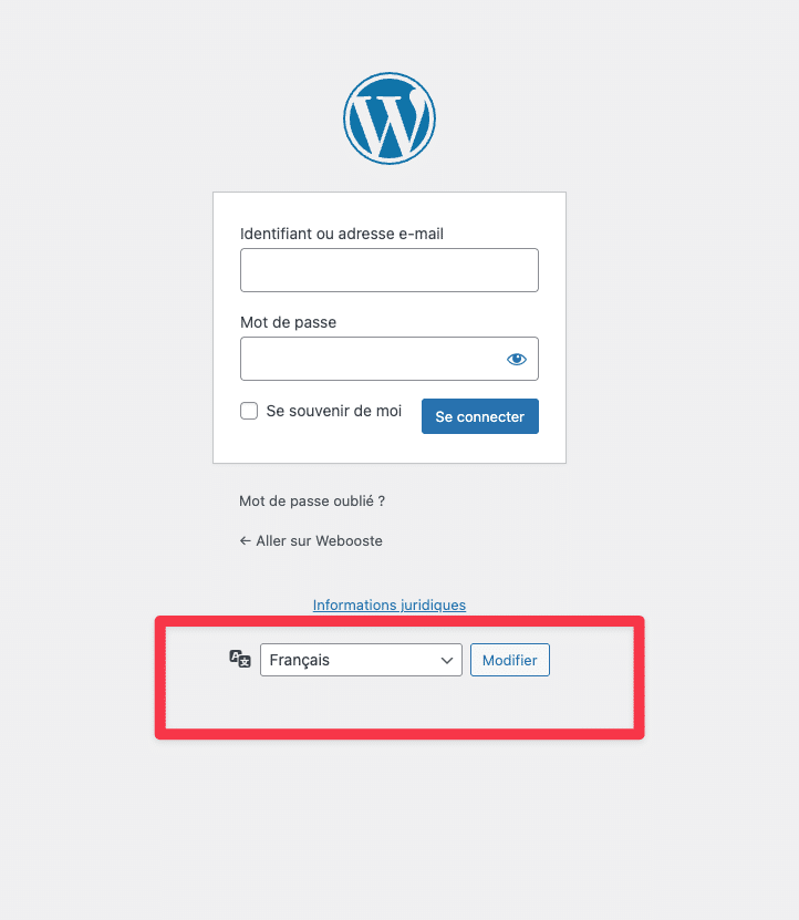 switch langue wordpress connexion