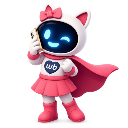 Boosty, la mascotte de Webooste, au téléphone