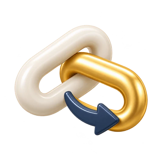 Maillons de chaîne avec une flèche de redirection