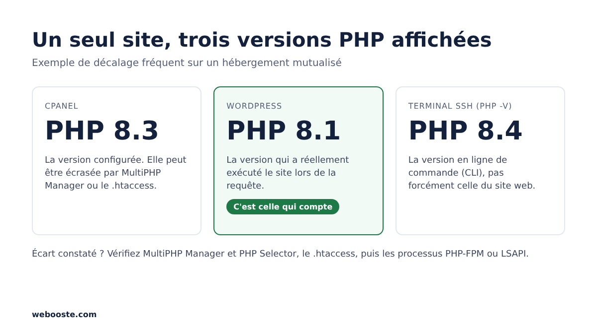 version-php-cpanel-wordpress-ssh Pourquoi cPanel, WordPress et le terminal SSH affichent des versions PHP différentes